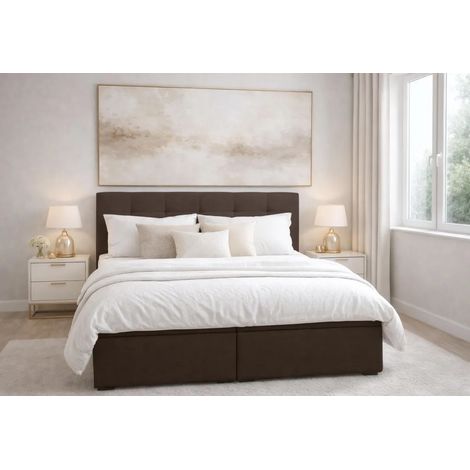 AX LIVING Boxspringbett Galata 140x200 Brown mit Topper Bettkasten Komfortbett