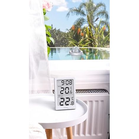 Technologine WS9079 Digital Radio Pool Thermometer with Station, Measures Water Temperature and Transmits Data by Radio, The Station, The Station Also Measures Indoor Temperature (1/4)