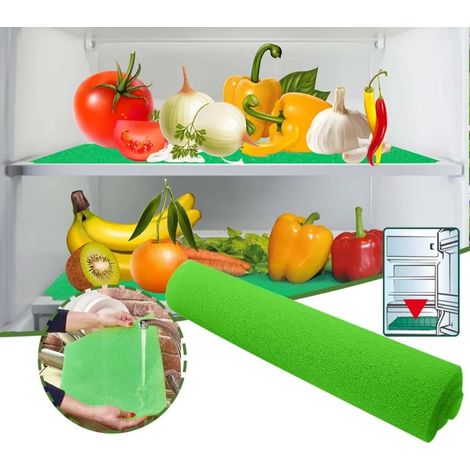 Lot de 2 tapis de protection anti moisissures, antibactériens, anti humidité, éponge pour tiroir de légumes et fruits du réfrigérateur (1/5)