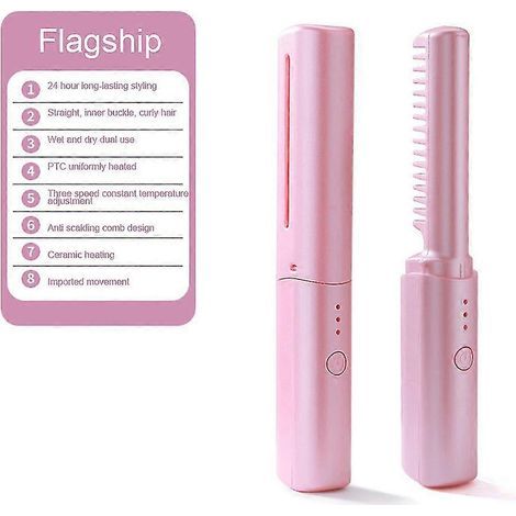 Rechargeable Mini Hair Straightener, Portable Cordless Hair Straightener Combs,100% New (1/5)