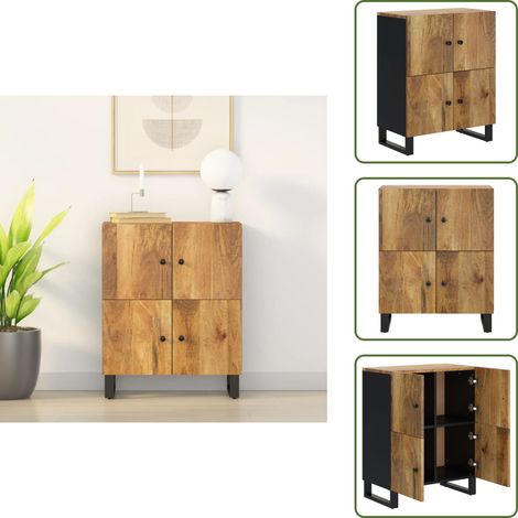 Buffet avec 4 portes 60x33x75 cm bois massif de manguier - Buffet - Meuble De Rangement - Commode - Bois Massif - Manguier (1/5)