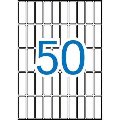 Etiquetas blancas cantos romos en formato A5, tamaño 13,0 x 40,0 mm con adhesivo permanente. Perfectas para identificar, marcar precios, señalizar, cl