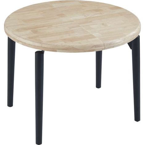 Mesa redonda extensible Moon acabado roble nordish/negro, 76cm(alto) 100/140/180cm(ancho) 100cm(largo) (1/5)