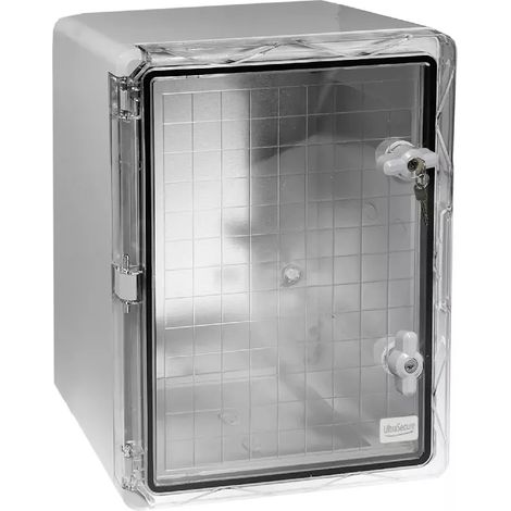 Coffret mural haute-résistance boîtier 500 x 400 x 240 - Porte transparente / Serrure clé / Plaque montage / IP65 / ABS (1/5)