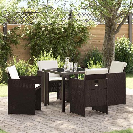 Garten Essgruppe 5 pcs Braun Poly-Rattan (1/5)