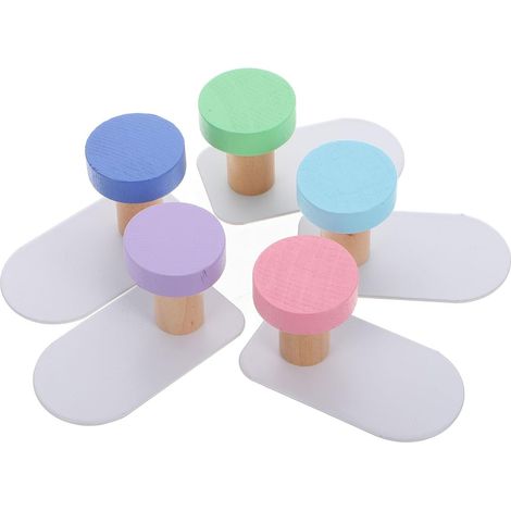 5 pièces Crochets Muraux Adhésifs Bois Couleurs Pastel Porte-manteaux Sans (1/5)