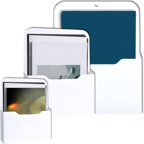 Portadocumenti magnetici per ufficio, set da 3 pezzi, 3 misure, portalettere A4 con potenti magneti, per lavagna bianca, frigorifero, casa, bianco (1/5)