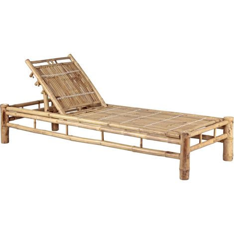 Lettino da esterno in bamboo senza cuscino 200x74 cm (1/5)