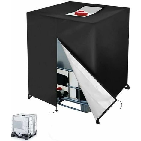 Bâche Réservoir IBC - 120x110x116 cm - Polyester 420D Anti-UV Résistant Déchirure - Fermeture Éclair et Cordon de Serrage - Pour Cuve 1000 L (1/4)