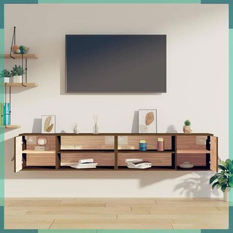 Armoire murale - 818392 - Bois de pin massif - Marron miel - 80 x 30 x 30 cm (1/5)