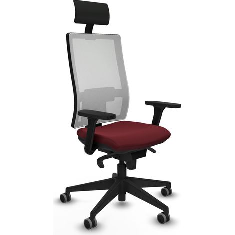 Horna sincro malla blanca similpiel granate brazos 3D base piramidal cabecero fijo ruedas 65mm engomadas (1/5)