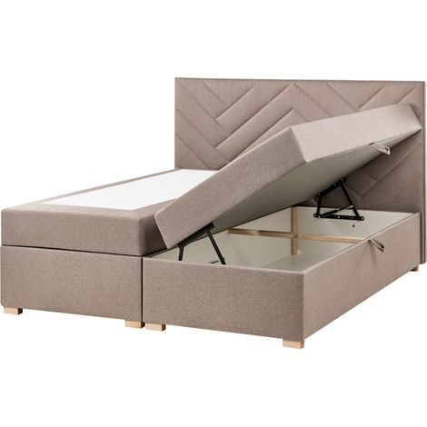 Divan Bed with Storage Fabric ESQUIRE 160 x 200 cm (EU King Size) Taupe