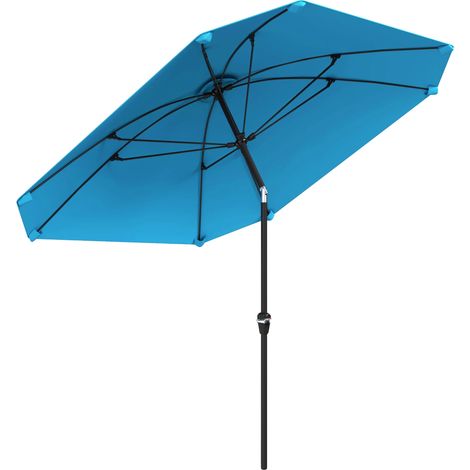 Parasol d'extérieur, angle réglable, protection UV, Bleu (1/2)