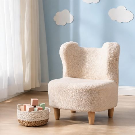 Fauteuil enfant Teddy à oreilles d'ours 47 x 43 x 53 cm beige (1/5)
