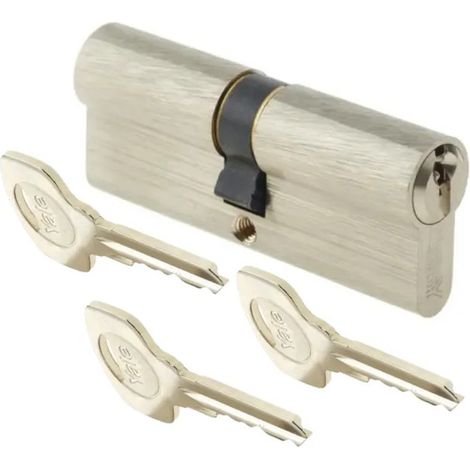 Cilindro serie 500 plus 40x40 mm niquelado, 5 pitones, 3 llaves.
