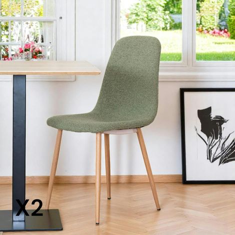 Chaise de salle à manger verte en tissu bouclette (lot de 2) BERLIN (1/5)