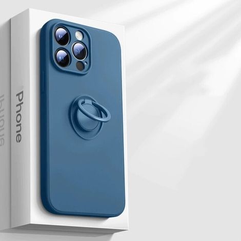 Elegante custodia per telefono in silicone liquido con anello di fissaggio per iPhone 15/14/13/12/11 Pro (1/2)