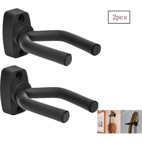 2 crochets pour guitare, support mural pour guitare, fixation murale pour guitare, support pour toutes les guitares acoustiques, guitares classiques, guitares électriques, basses et ukulélés (1/4)