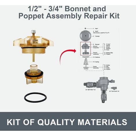 Kit de réparation bonnet poppet 905212 ABS pour piscine et spa 1/2 ou 3/4 inch (1/5)
