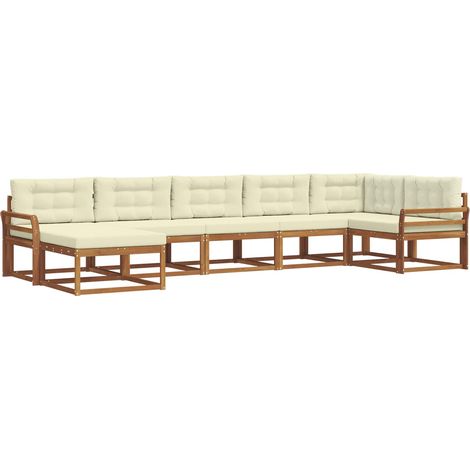 Outdoor Sofa Set with Cushion 7 pcs Natural and Cream vidaXL