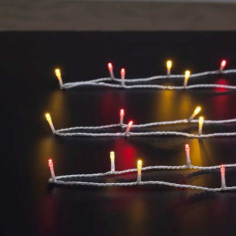 Guirlande de Noël Lumineuse "Timer" 20m Blanc Chaud & Rouge