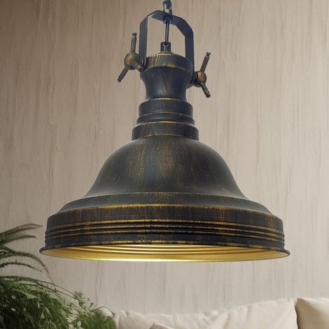 Suspension Industrielle Vintage en Métal Cuivré Ø30 cm – Lampe Suspendue E27 pour Salon, Chambre ou Éclairage Intérieur (1/5)