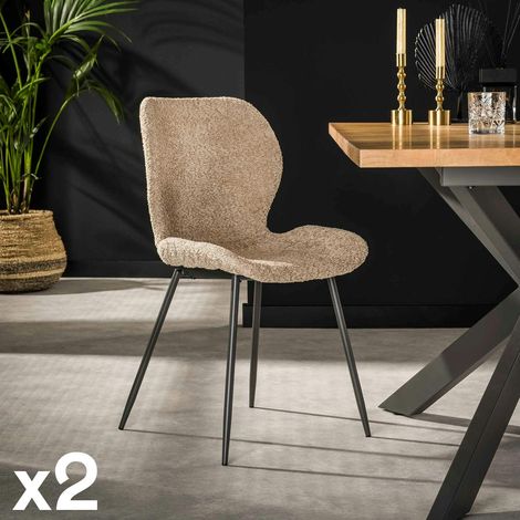 Chaise en bouclette beige (lot de 2) MELBOURNE (1/5)
