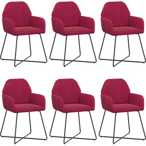 Maison Exclusive - Sedie da pranzo 6 pz Velluto Rosso Vino 55 x 50 x 84 cm (1/5)