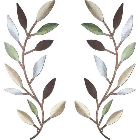Décoration murale en fer forgé – Feuille d’olivier stylisée, motif vigne élégant pour lit, salon ou extérieur, finition métallique vintage
