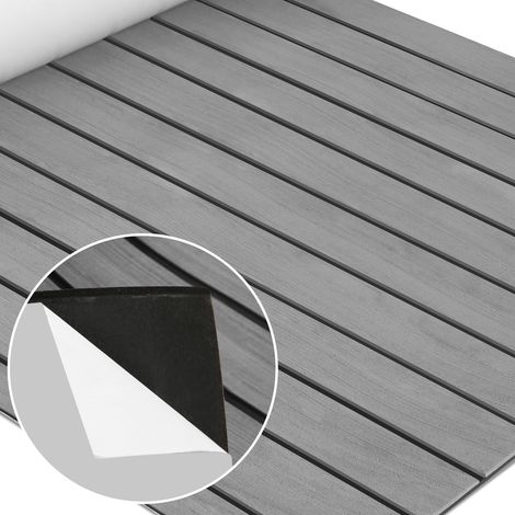 Wolketon Bodenbelag Matte Deck Teppich EVA Schaum Teak Yacht Selbstklebend Fußboden Deck Matte Grau 240x90cm (1/4)