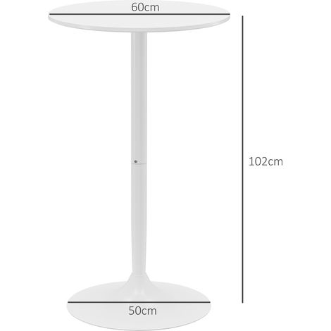 Table de bar, table haute, table pour 2 personnes, 60 x 60 x 102 cm, blanche (1/5)
