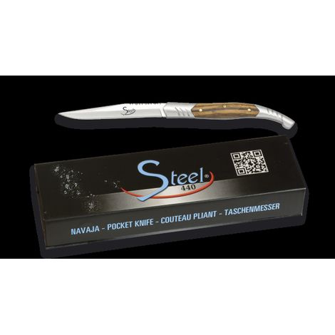 Couteau pliant steel-440 manche bois lame inox 5 cm