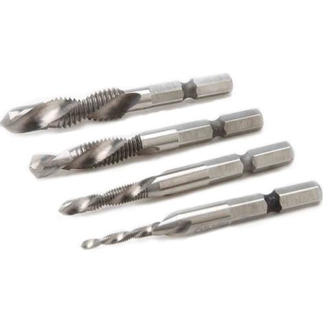 6pièces Taraud Composite Métrique à Filetage Hélicoïdal Taraud Pour Foret Hss Acier Haute Résistance Type Court Argent Lot (1/5)