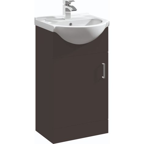 Black 450mm 1 Door Floor Standing With Basin - Oslo By Voda Design