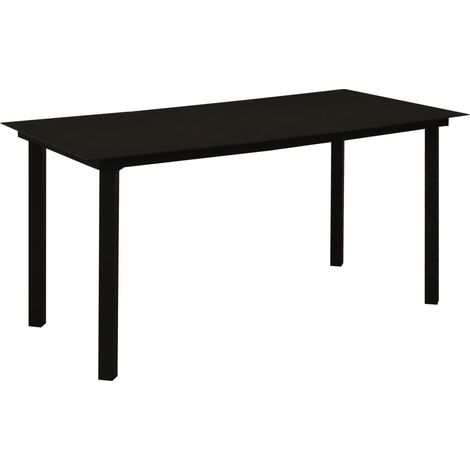 Garten-Esstisch Schwarz 150x80x74 cm Stahl und Glas