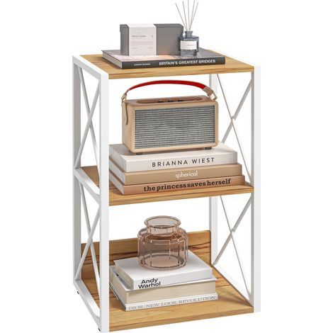 Étagère en bois à 3 niveaux, gain de place, pour salon, cuisine, salle de bain, 40 x 35 x 72,5 cm pour rangement de livres, documents et objets décoratifs en bois massif solide et élégant (1/5)