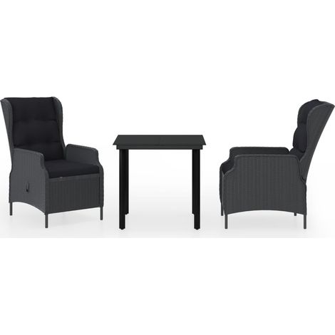 Maison Exclusive - 3-tlg. Garten-Essgruppe Dunkelgrau (1/5)