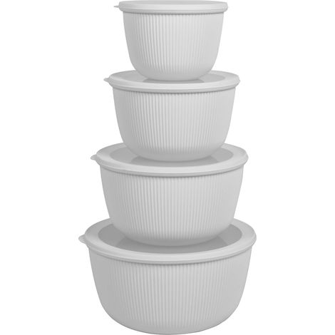 Saladier avec couvercle en silicone 8 pièces, plastique sans BPA (1/5)