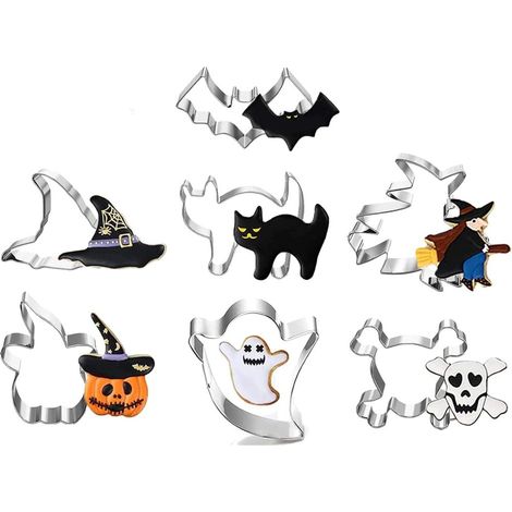 Emporte-pièce - Acier Inoxydable - 7 Pièces - Formes Festives Noël Halloween - Pour Pâte À Biscuits Pâte À Crêpes Argile - Lot Complet (1/5)