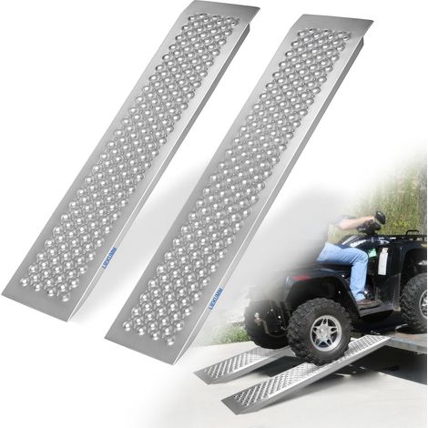 Rampe de Chargement, 120cm Rampe Moto Capacité 400 kg Rampe d'accès pour Moto, remorque, Quad, Voiture, 2 Pièce (1/5)