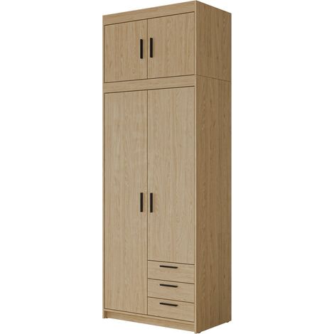 Armario Novduni 113, Roble, 246x90x53cm, Puertas de armario: Con bisagras, Número de estantes: 0 (1/4)