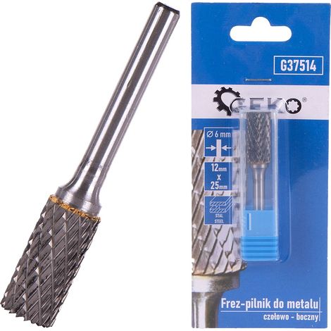 Wolframkarbid-Metallfeile, Schaft 12x25mm, 6mm (Vorderseite) (200) (1/5)