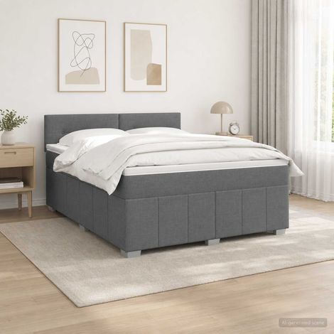 vidaXL Cama de muelles con LED y colchón Gris oscuro 140 x 190 cm Tela (1/5)