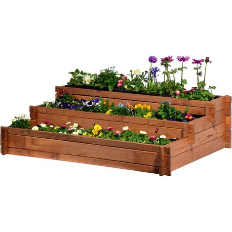 dobar Aiuola Rialzata Tre Piani Peru” in Legno (Pino): Kit Aiuola da Tavolo per Verdure, Erbe, Fiori, Posizionabile in Modo Versatile, Marrone, 110 x 88 x 36 cm, 58180 FSC (1/5)