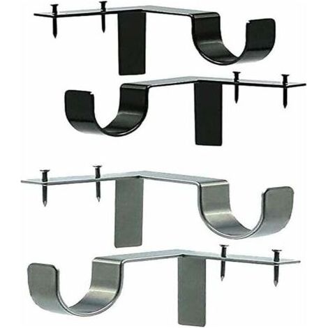 4 PCS Support Tringle Rideaux Sans Percage,Support Mural Réglable pour Tringle à Rideau Fixations Barre à Rideaux Accessoire Argent Noir en Métal Maison Chambre Bureau (1/4)