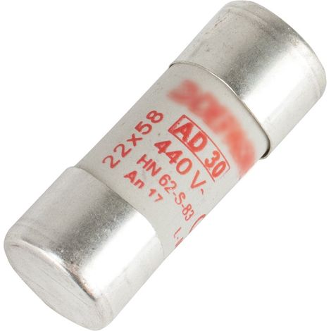 Michaud – Cartouche fusible cylindrique 22x58 AD 30A – Intensité 30A – Tension 400V – Pour circuits électriques (1/2)