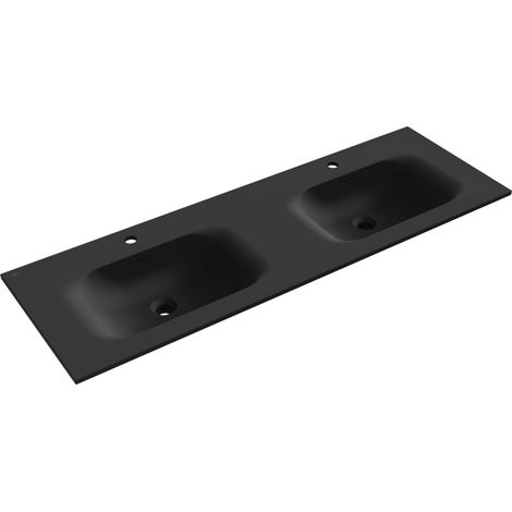 Mexen Vela lavabo intégré double 141 x 46,5 cm, noir mat - 25231471D (1/3)