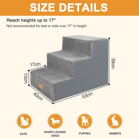FLITI Dog Stairs, 3 Non-Slip Steps in High-Density Foam for Pets, Beige, 45x40x34cm (1/5)