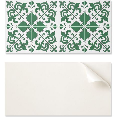 Baldosas decorativas autoadhesivas de vinilo con estampado de plantas y adornos, 10x40x20 cm.