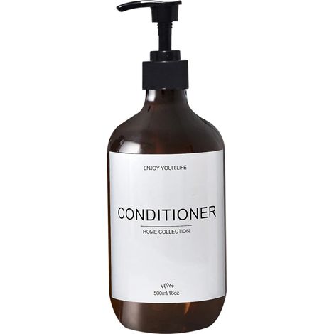 (A-Amber-conditioner-500ml) Flacon distributeur de shampoing, gel douche et après-shampoing étanche, pré-étiqueté et rechargeable. (1/5)